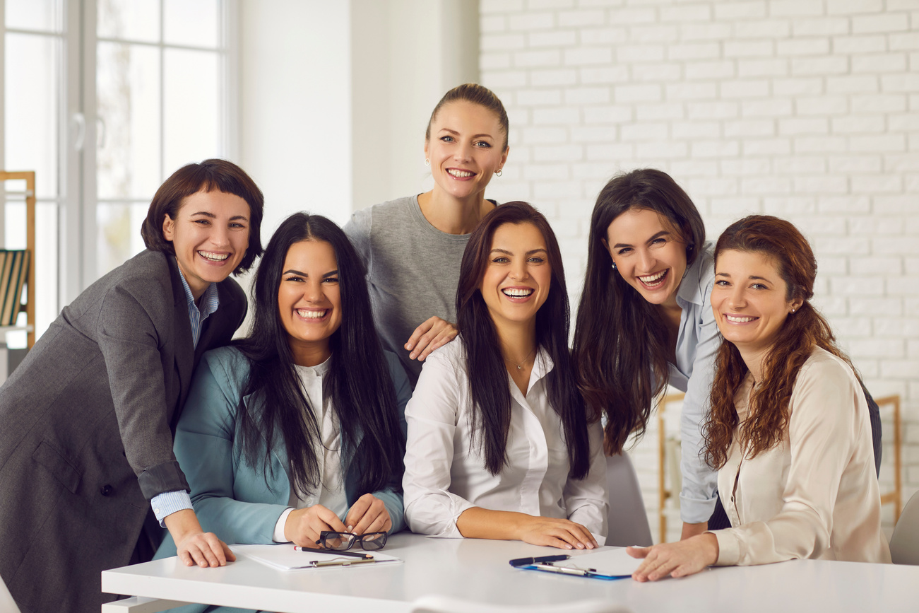 Women Working in Company, Success, Teamwork Concept